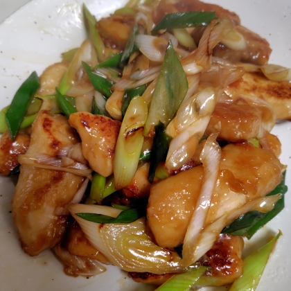 カジキとネギの中華風炒め