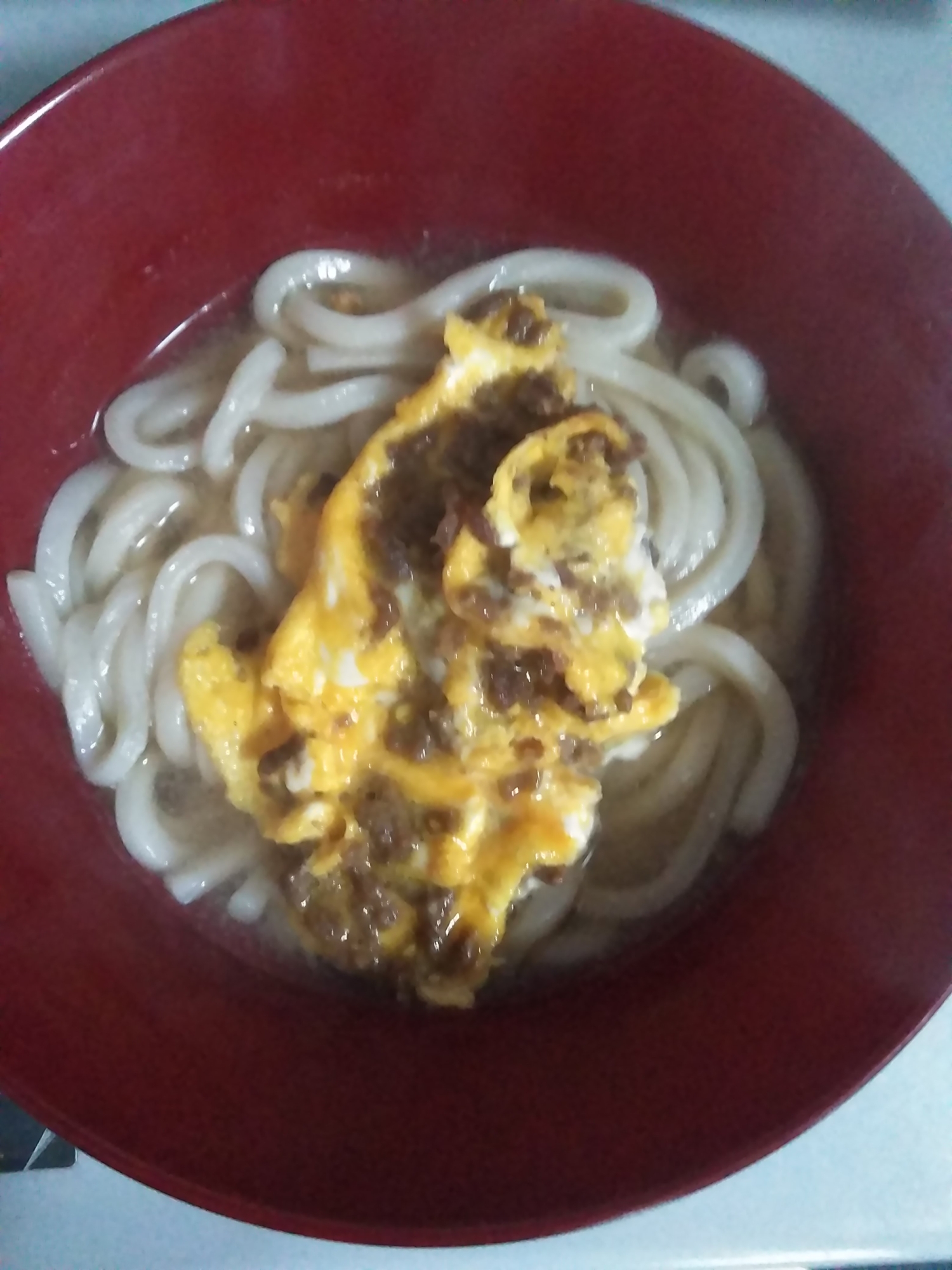 肉そぼろ卵うどん