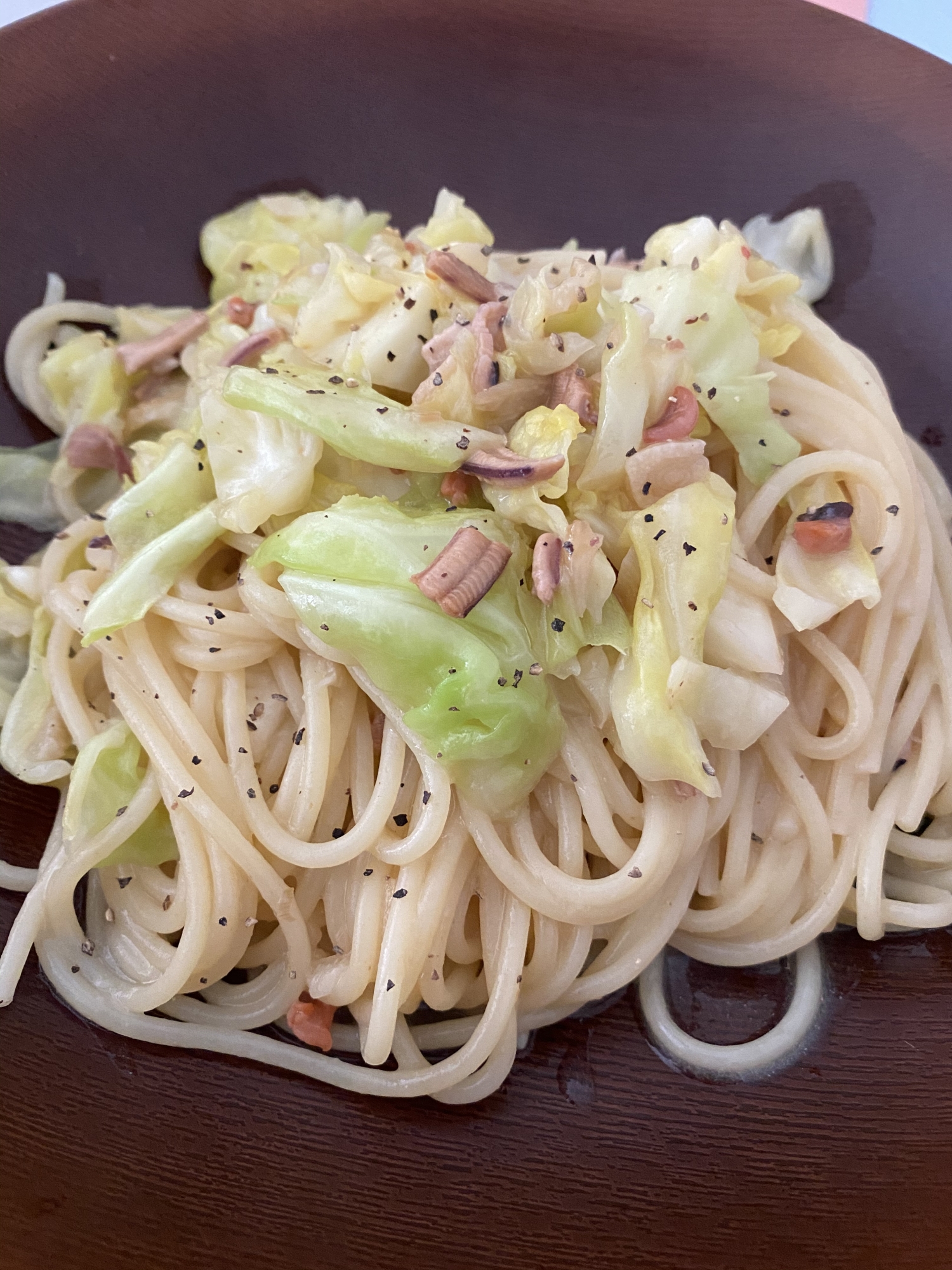 キャベツと塩辛のパスタ