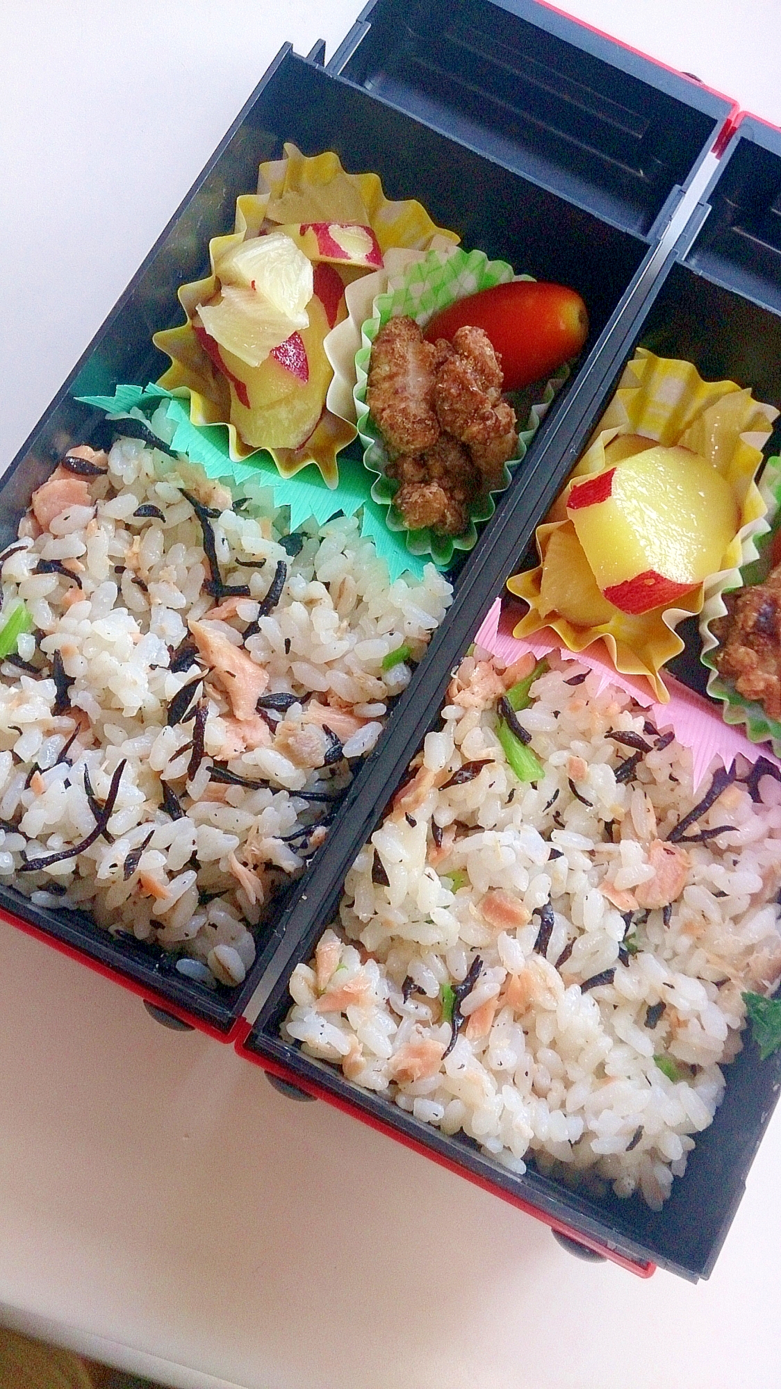 鮭と小松菜・ひじきのちらし寿司～お弁当～