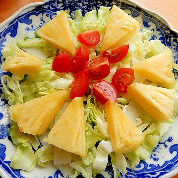 ノンオイル❤味付け簡単❤パインのフルーツサラダ♪