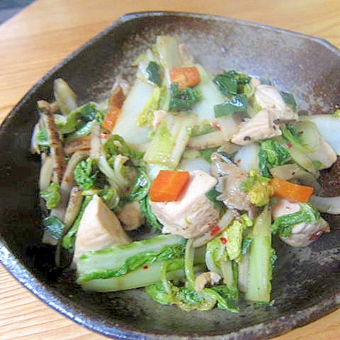 鷄肉白菜豆板醤生姜炒め