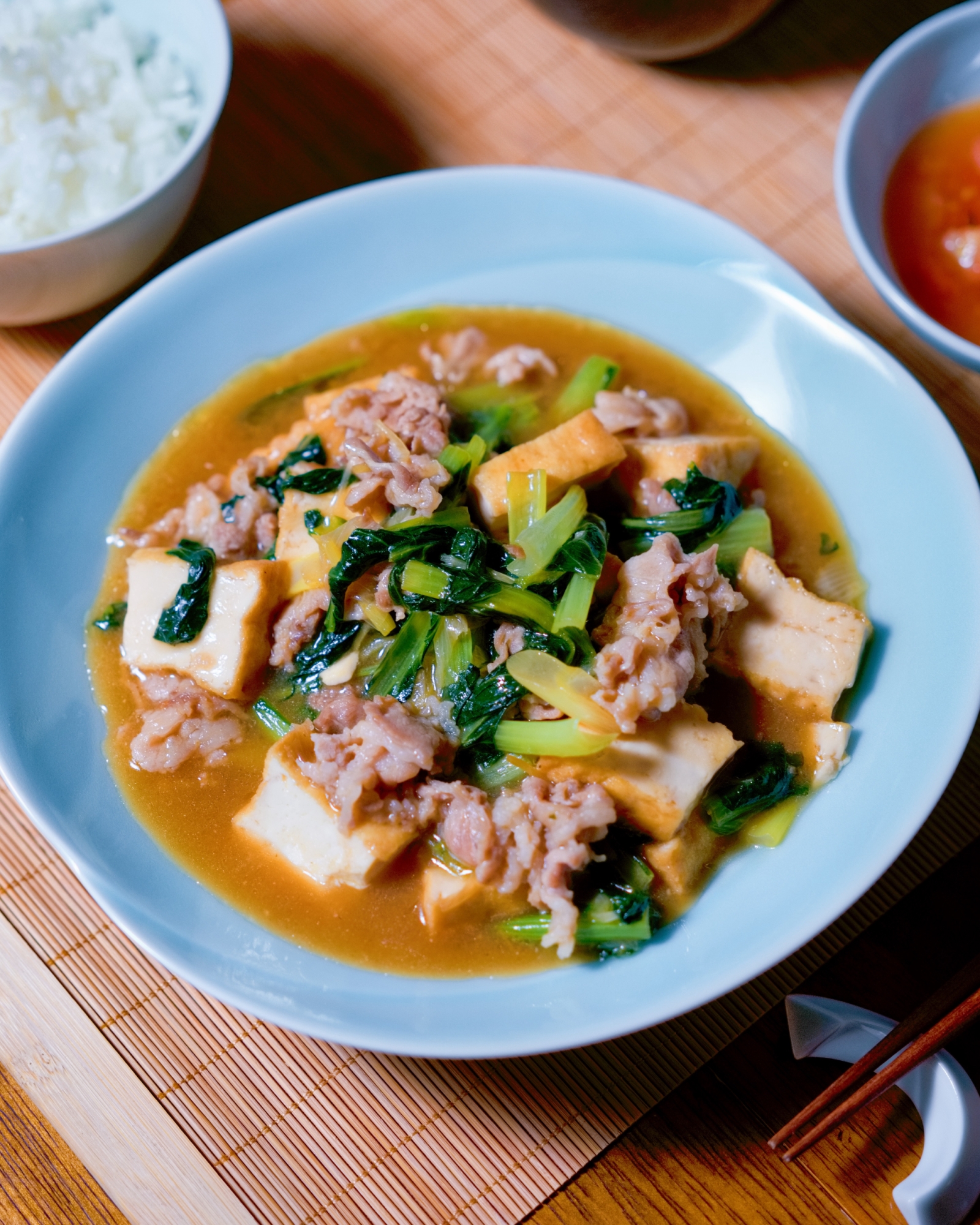 豚肉、小松菜、厚揚げの中華うま煮【中華・主菜】