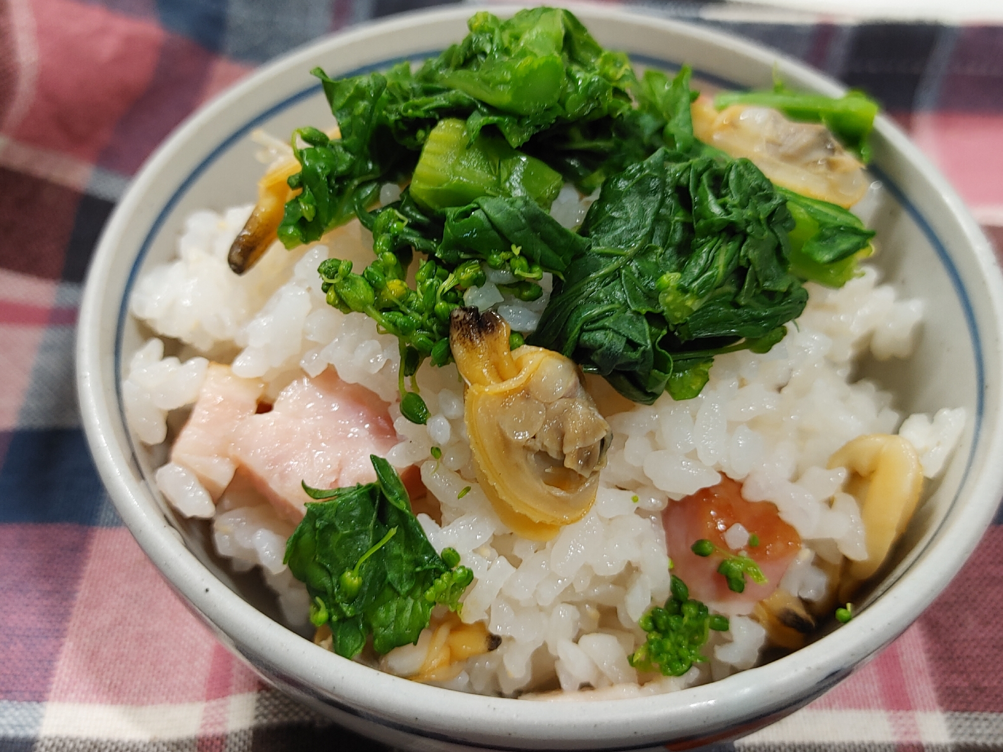 ストウブDe〜菜花とあさりの炊き込みご飯