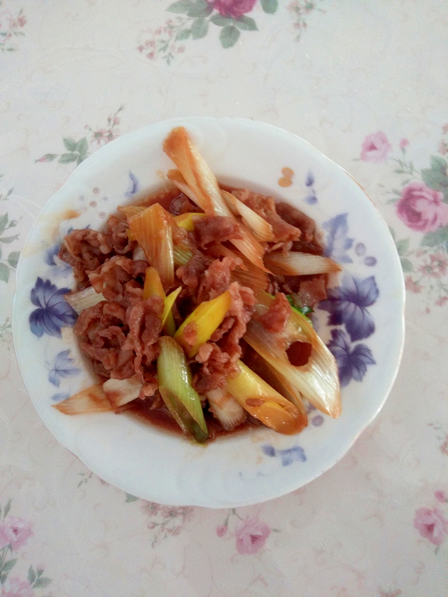 簡単！ネギと牛肉のすき焼き風煮
