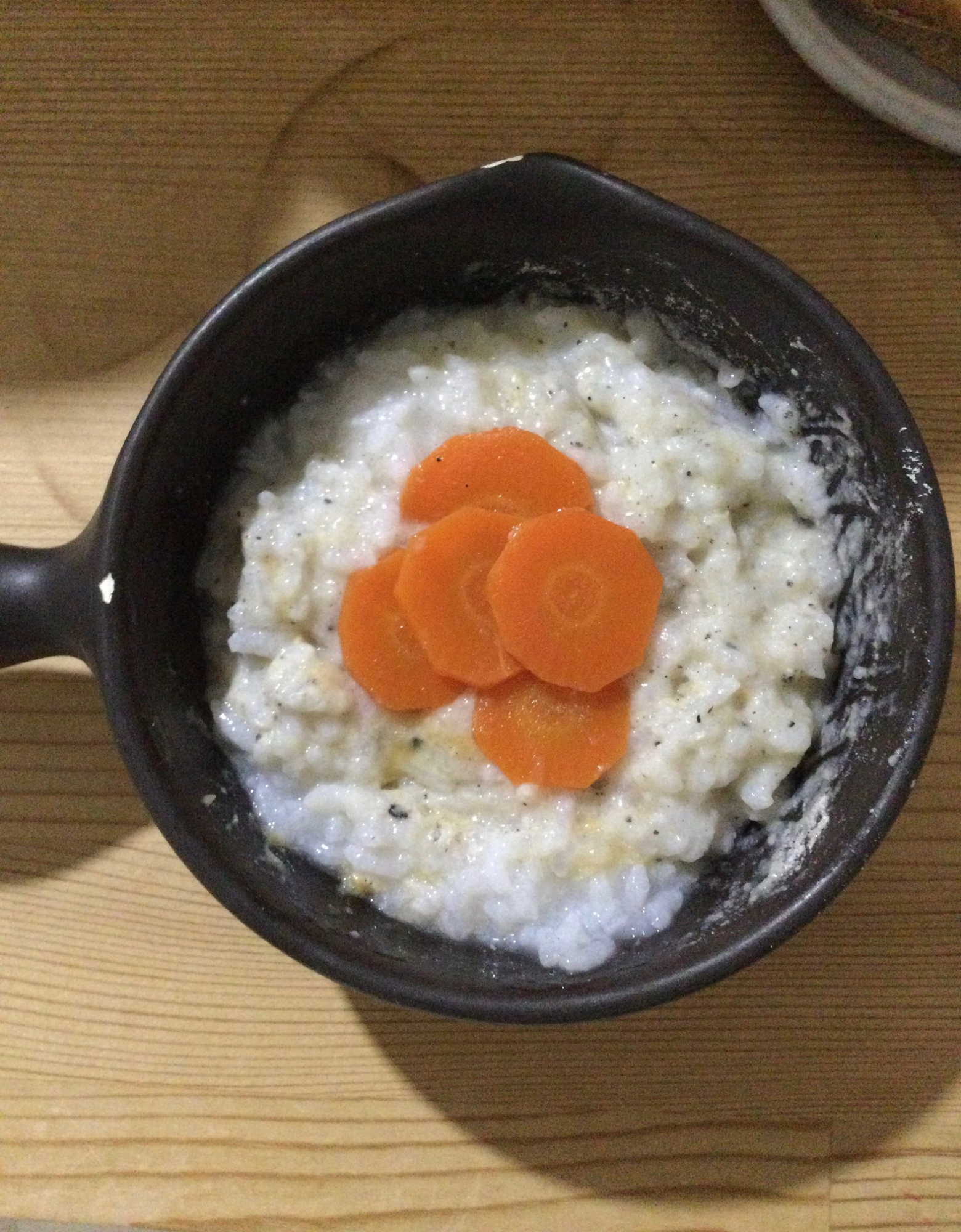 人参乗せ蕎麦粉胡麻入りおじや♪