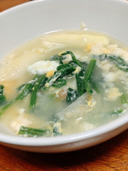 水菜とふわふわ卵のスープ