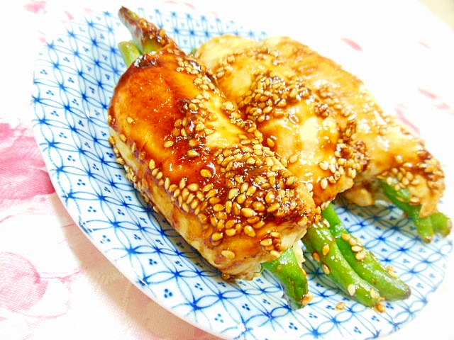 赤味噌ｄｅ❤鶏むね肉の韓国海苔とインゲン巻き❤