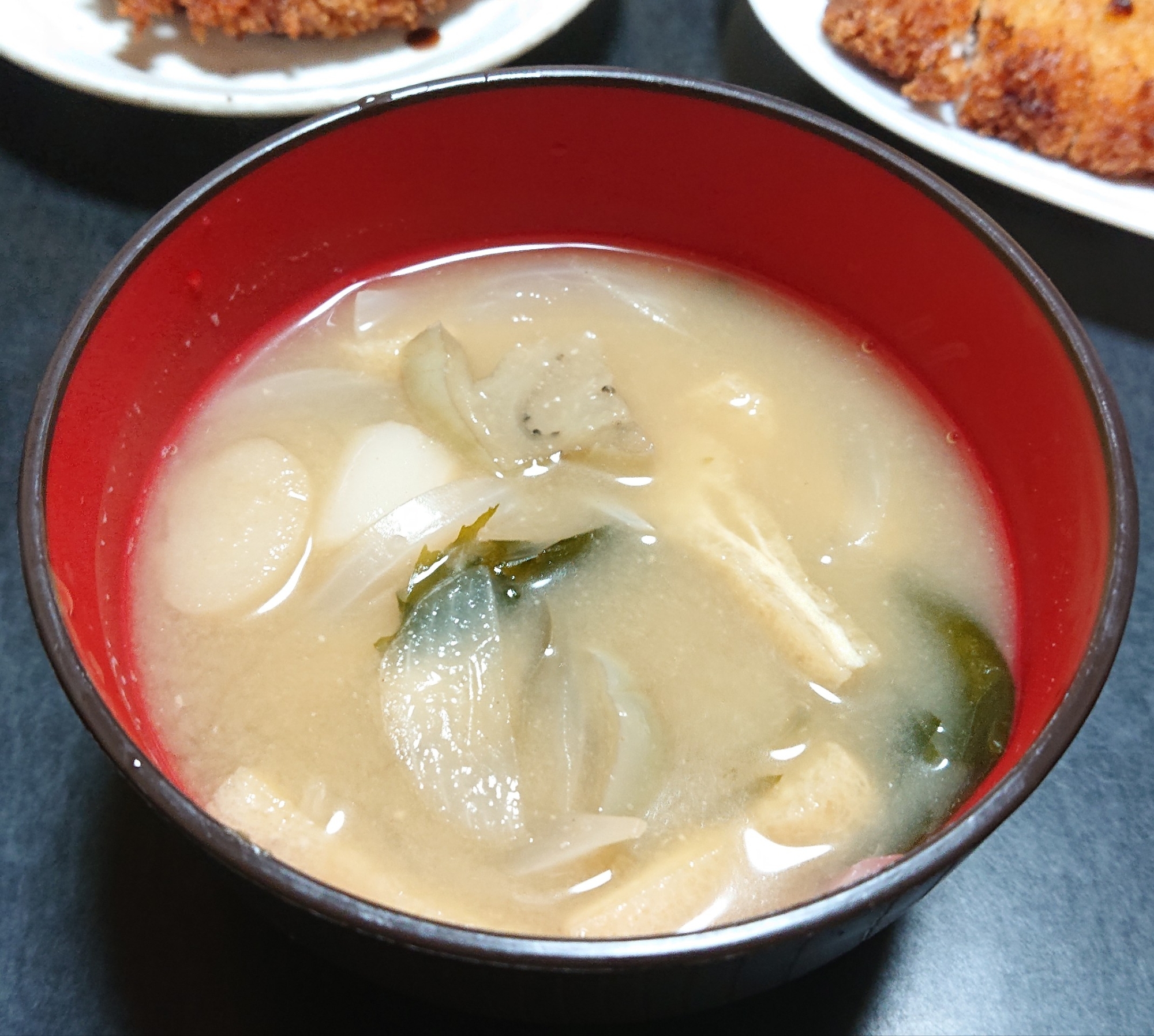 白ナスとお麩の食べるお味噌汁