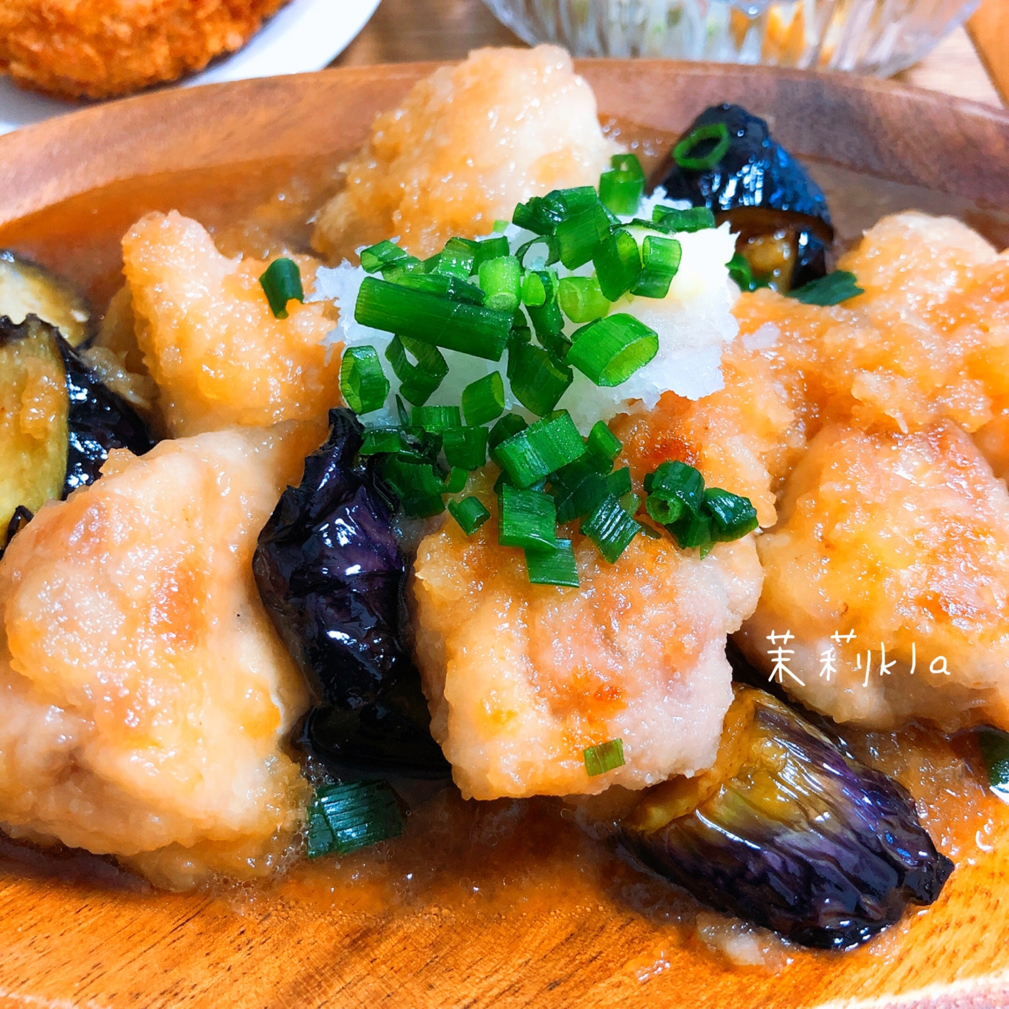 揚げナスと鶏肉のみぞれ煮