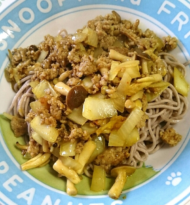 カレーそぼろあんかけ蕎麦