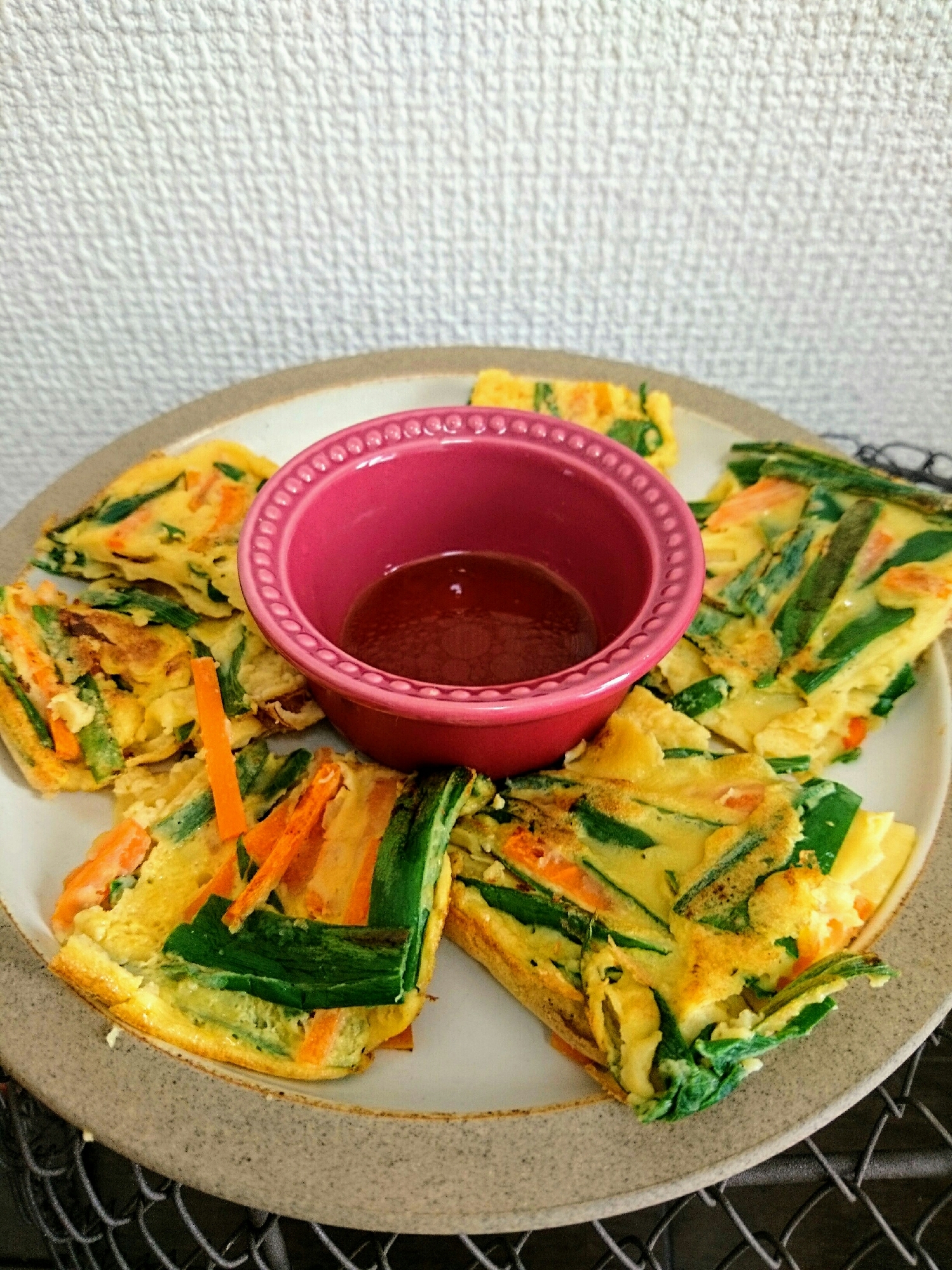 玉ねぎの葉っぱで簡単チヂミ☆