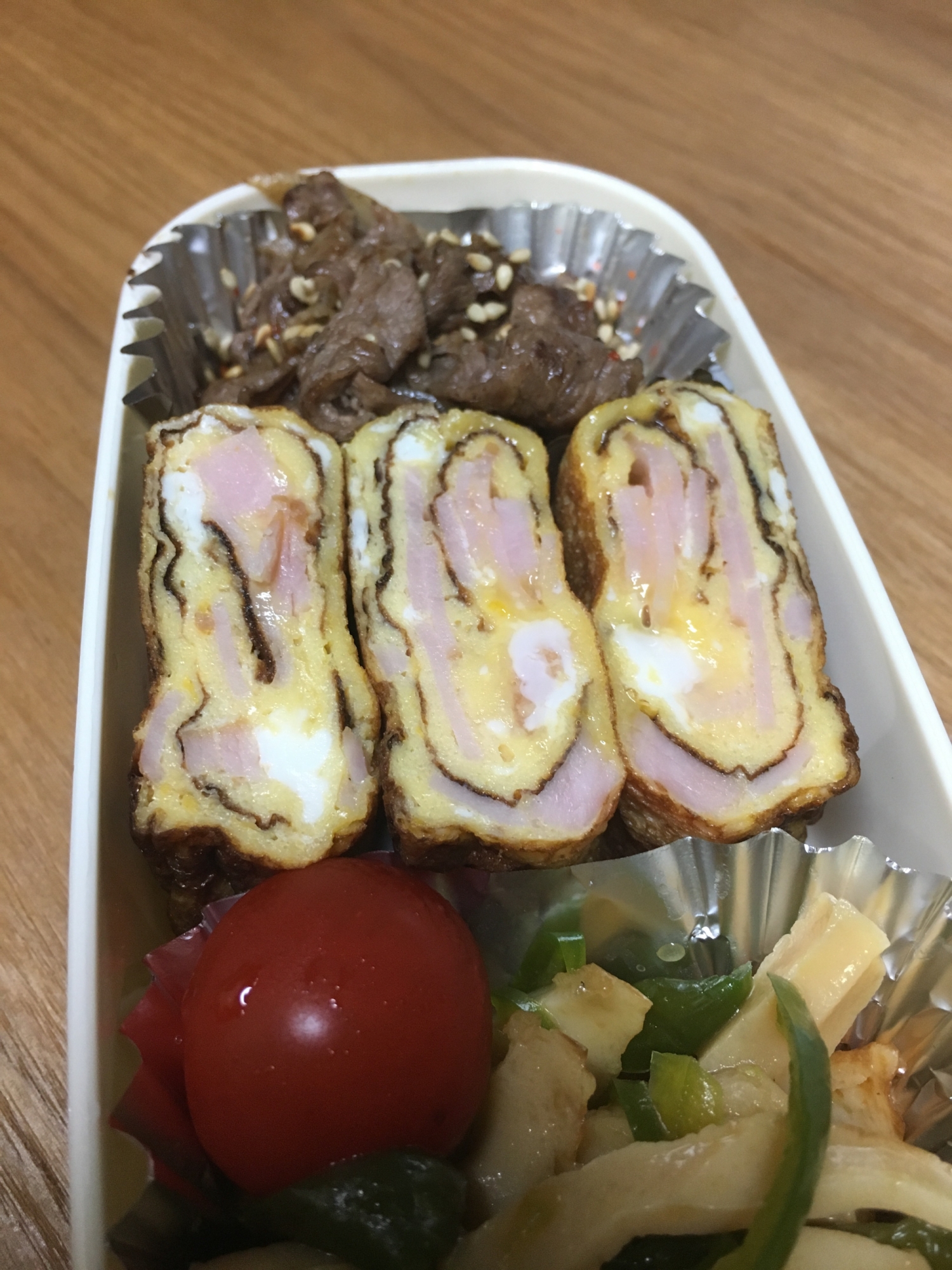 ロースハムの卵焼き