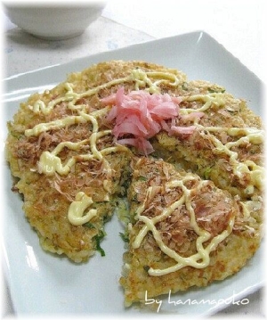 残りご飯でお好み焼き~♪