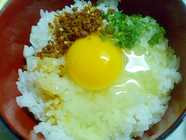 簡単 朝ごはん 肉味噌と大葉のたまごかけご飯 レシピ 作り方 By みずたまsweet 楽天レシピ