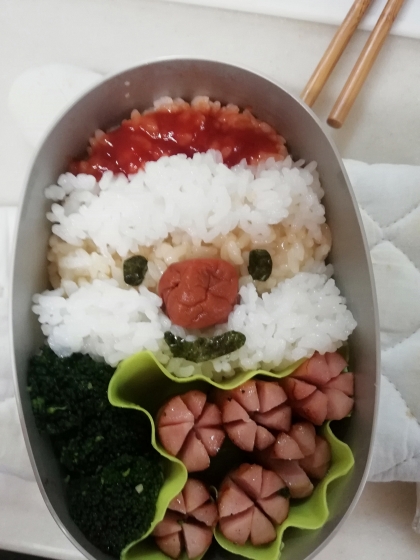 簡単キャラ弁☆クリスマス　アップサンタのお弁当♪