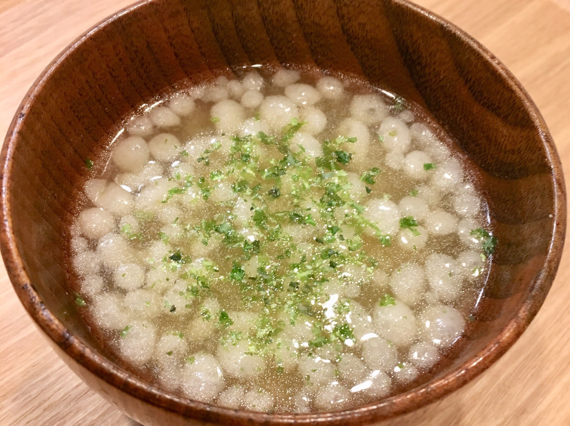 あおさ粉と揚げ玉の味噌汁♪