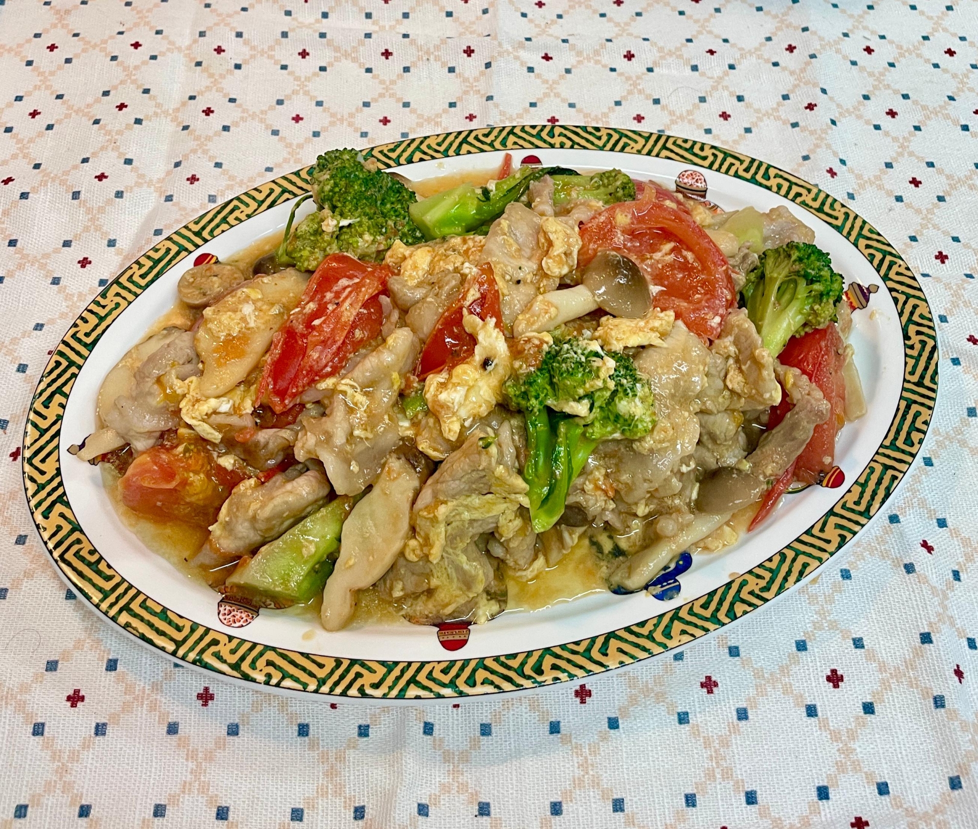 サッパリ寄りの中華♡トマトと豚ロースの卵炒め