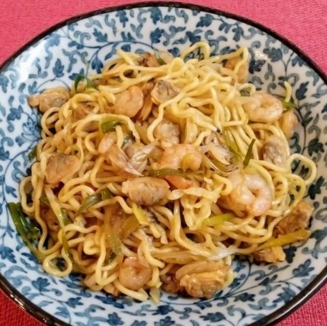 ♪屋台風♡シーフードとねぎのアジアン焼きそば♪