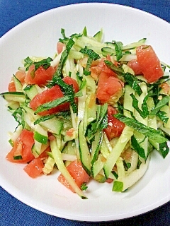 【キレイ応援朝食】きゅうりとトマトのなめたけ和え♪