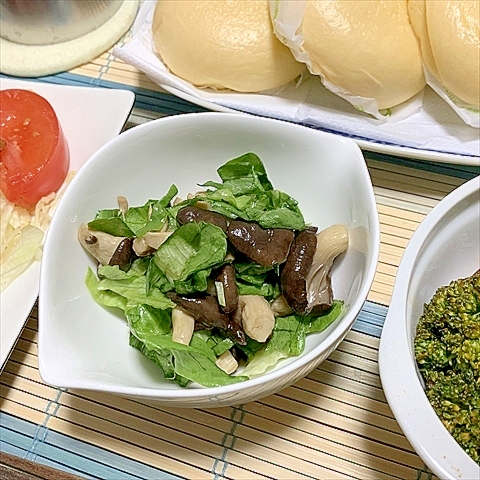 霜降りひらたけとレタスのおひたし大好きごまつゆ味