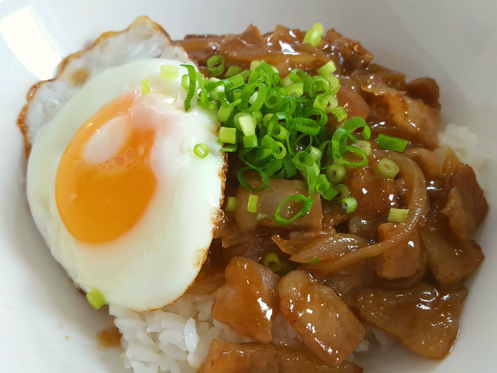 豚バラ肉と玉ねぎの甘辛丼