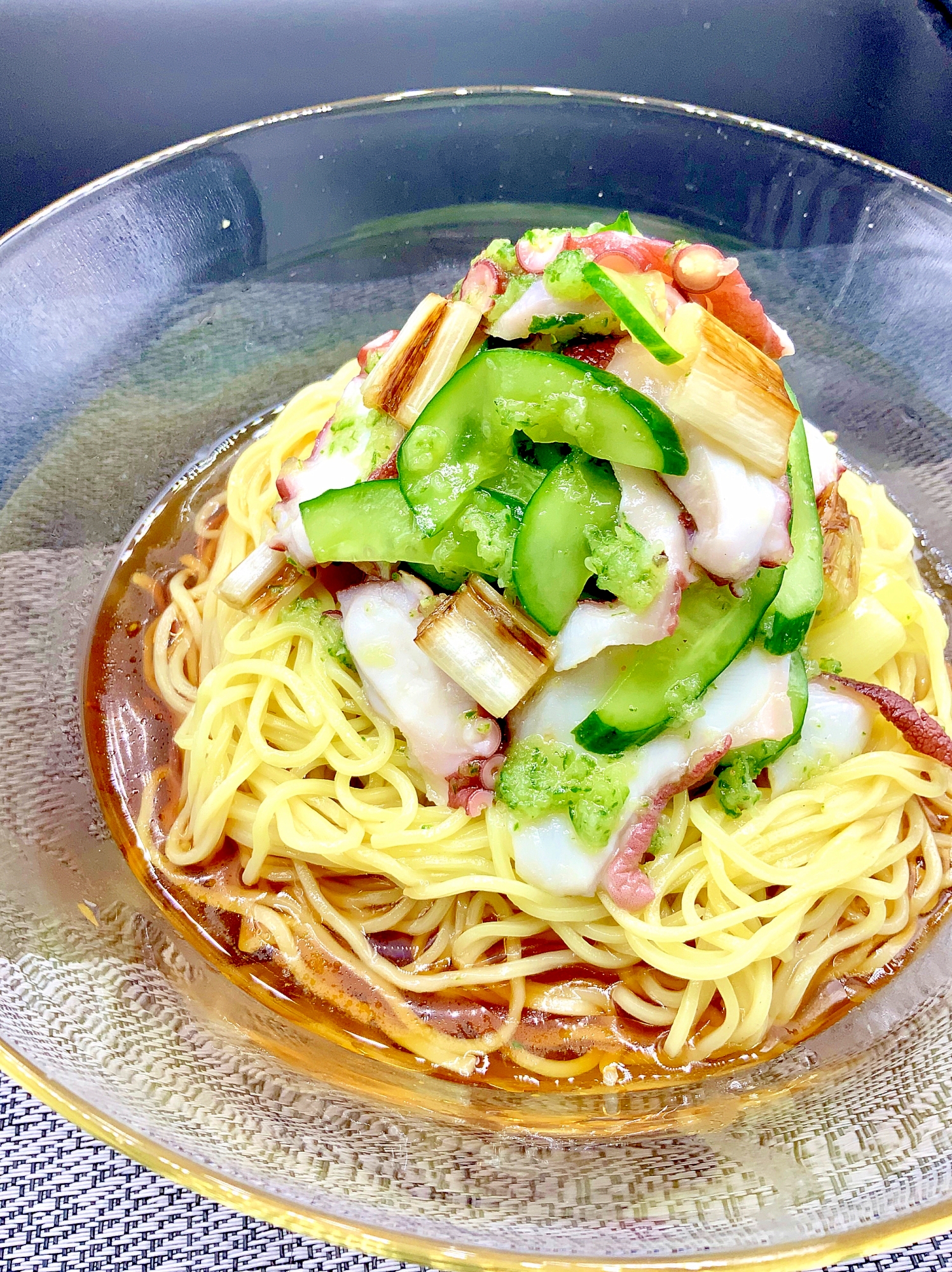 きゅうりとタコのゴマ油和え涼麺☆彡