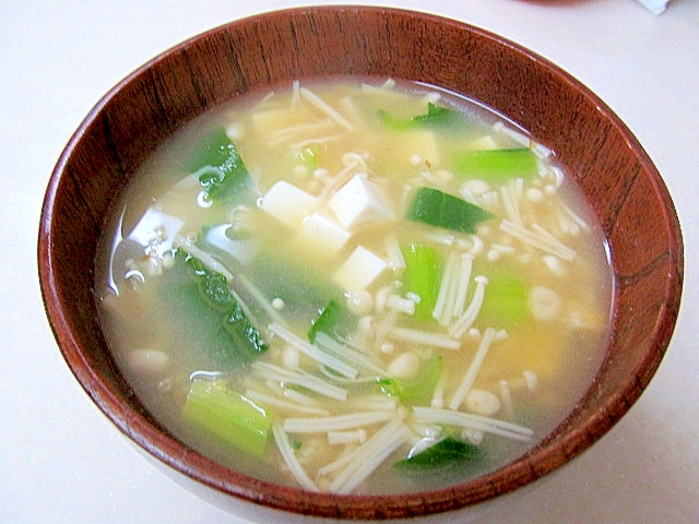 小松菜とえのき 豆腐の味噌汁 レシピ 作り方 By ぶるぶるらぶ 楽天レシピ
