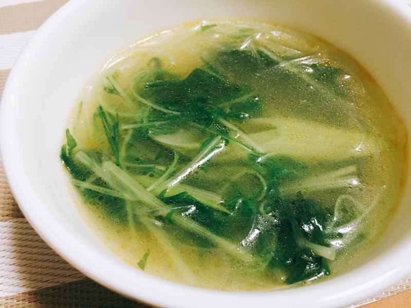 即席簡単☆春雨&水菜の中華スープ