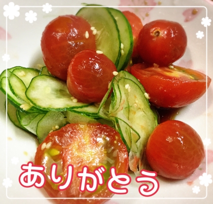 頂き物のトマトときゅうりのみで(o^^o)
暑い日にはさっぱりとして良いです。ウマウマ〜♡
