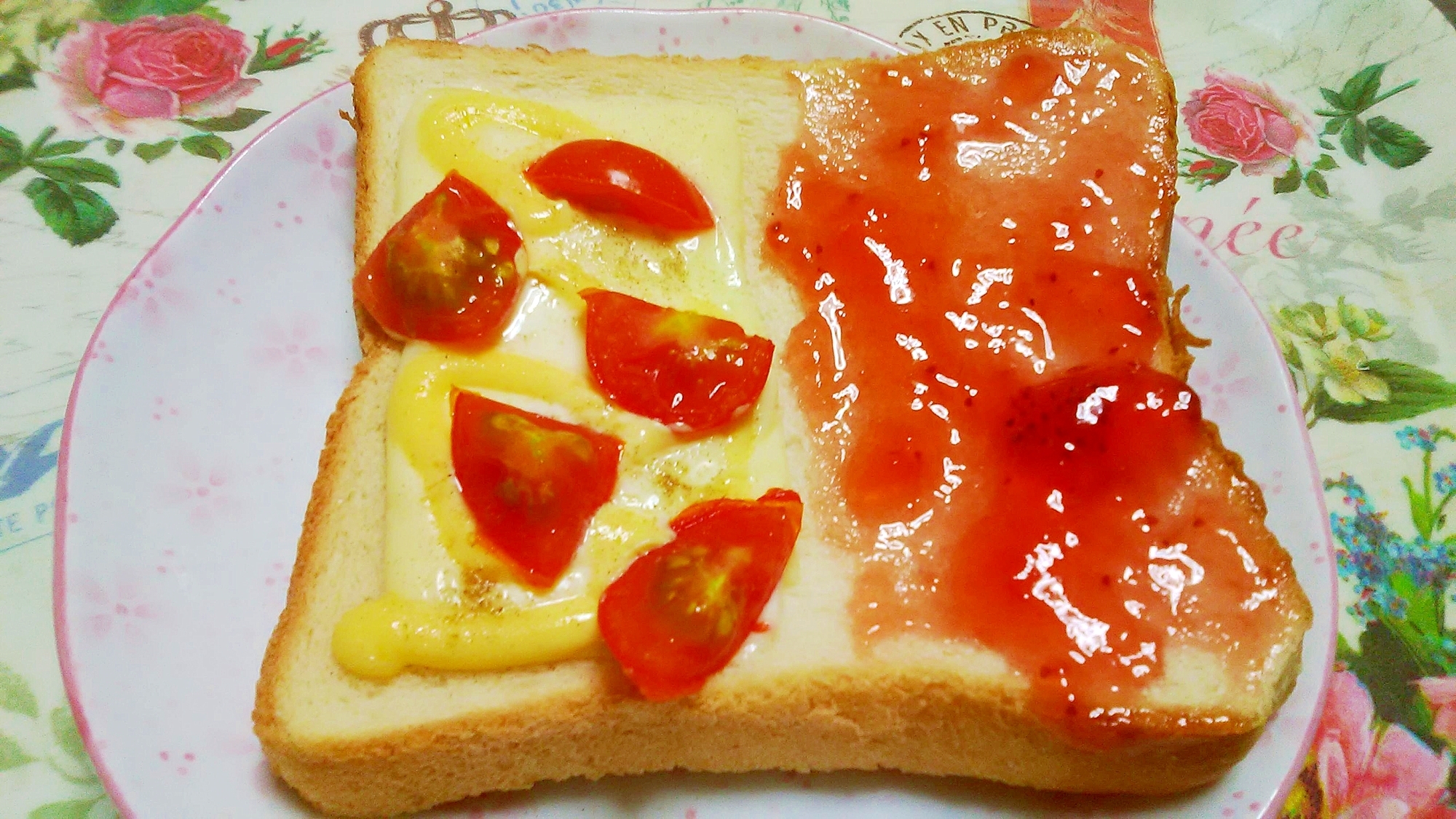 一枚で食事とデザートトースト