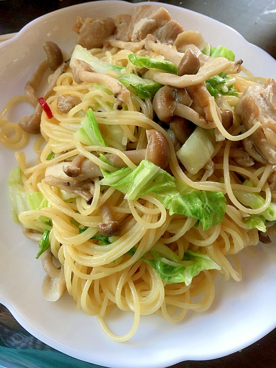 鶏肉と白菜の和風パスタ