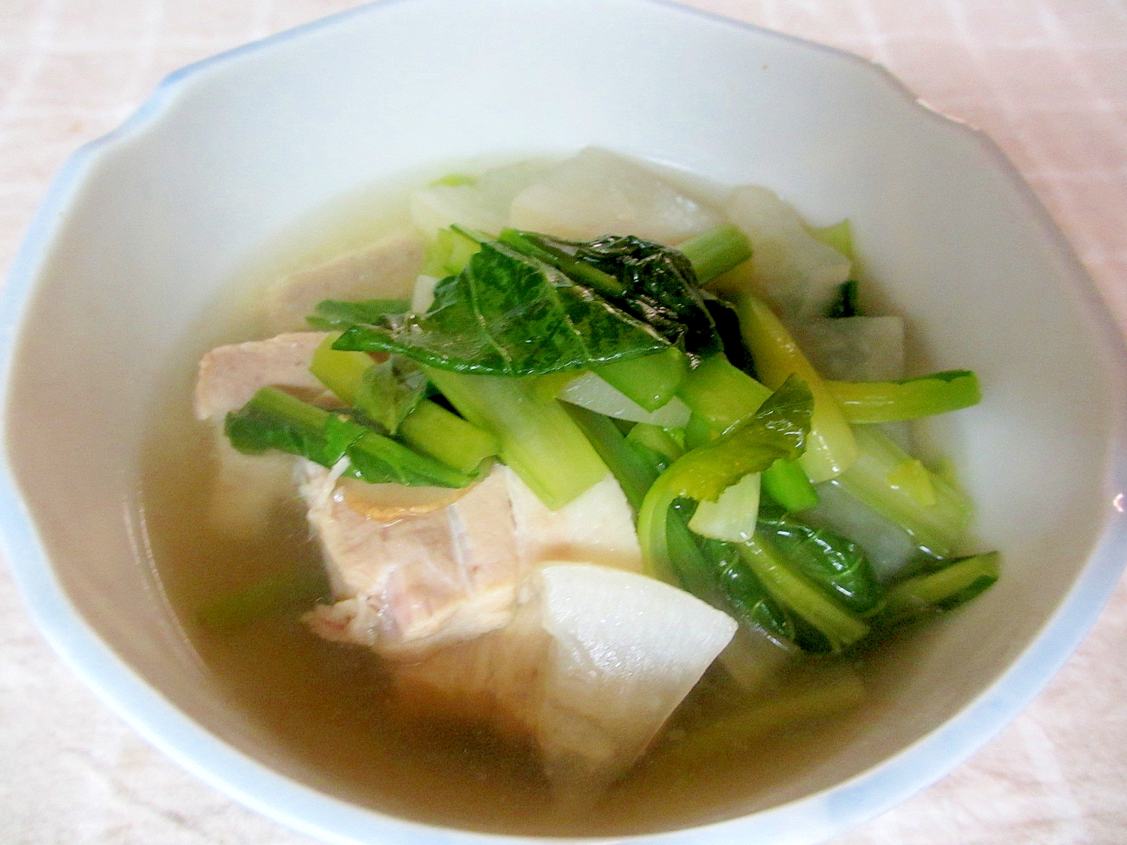 豚バラ、大根、小松菜の和風スープ