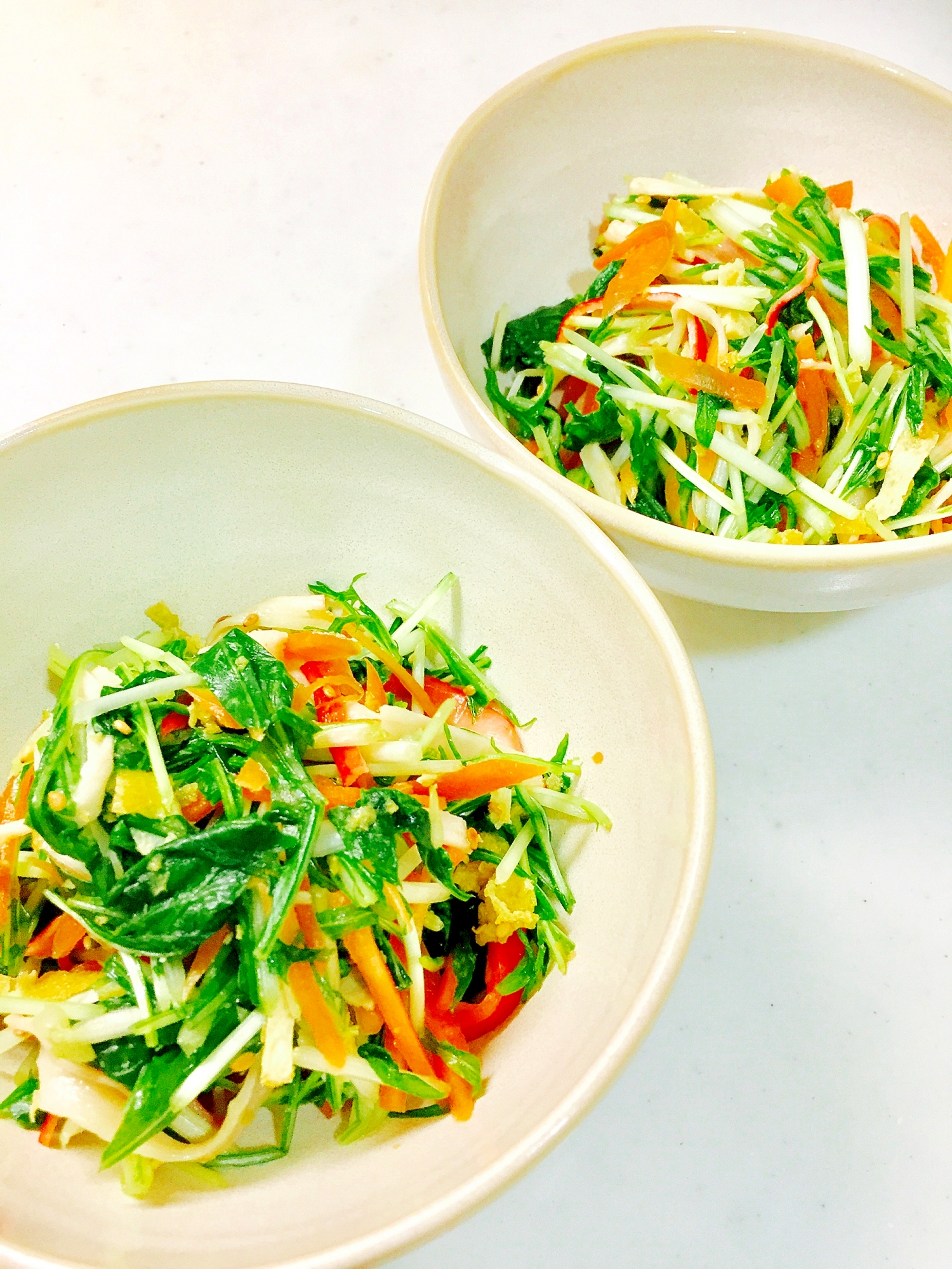 水菜とカニカマの中華サラダ