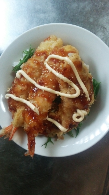 海老とさつま芋のソース天丼