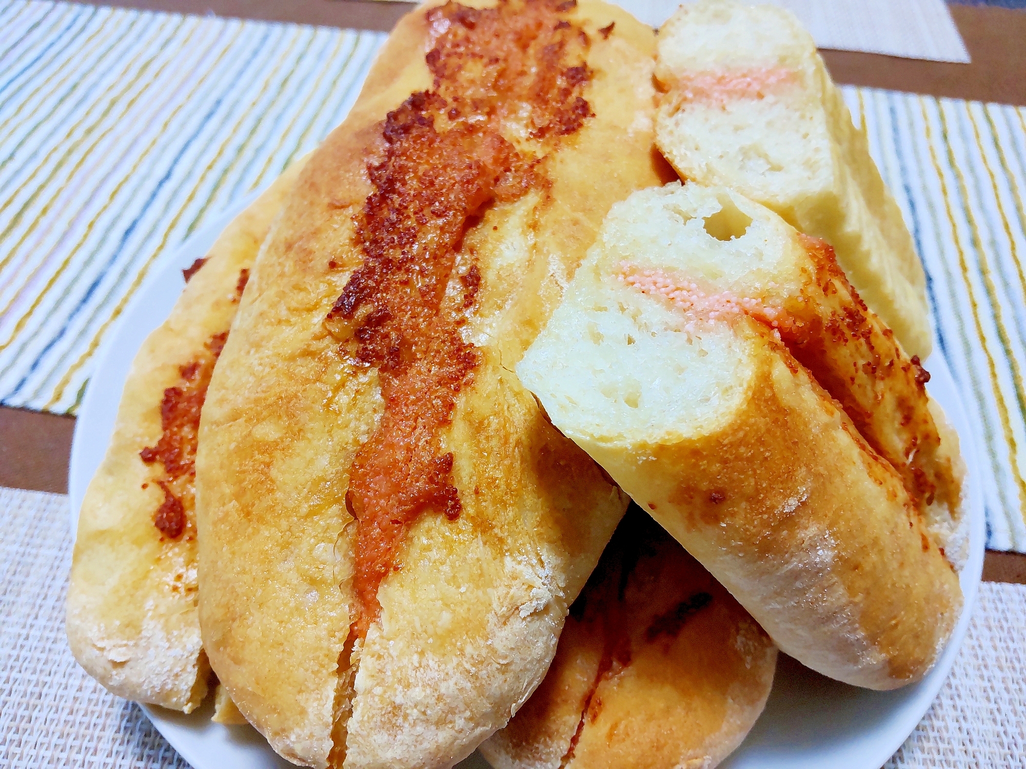 手作り感ある〜明太子フランスパン