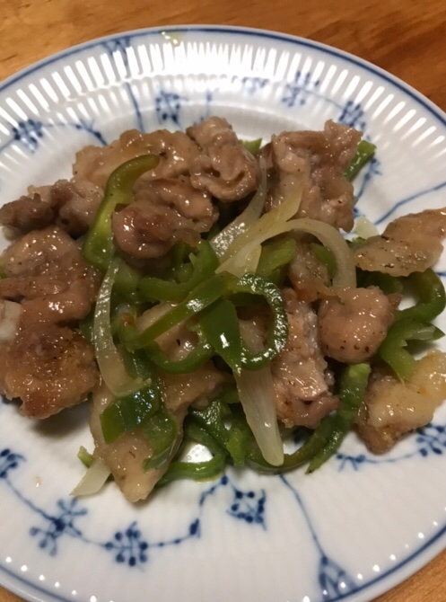 豚こま肉とピーマンのピリ辛味噌炒め