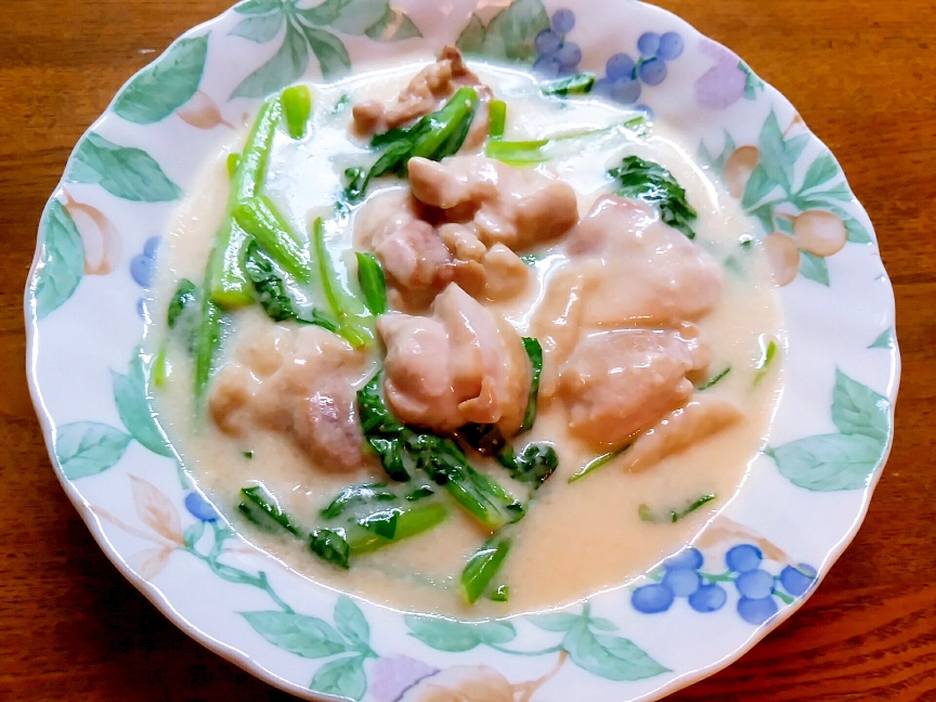 小松菜と鶏肉のクリーム煮