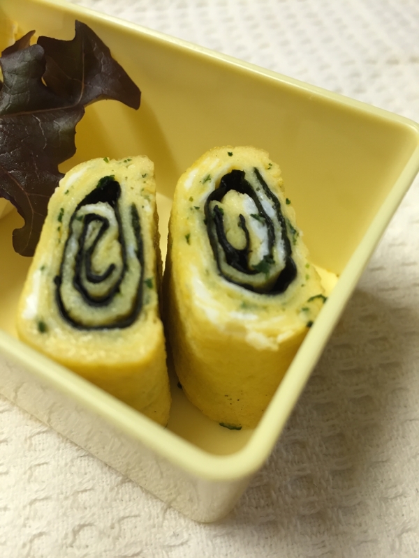 お弁当用卵1つ♪焼き海苔とパセリの玉子焼き♪