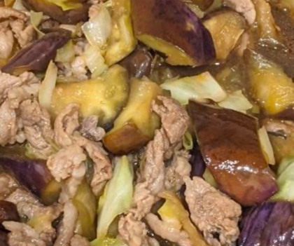 なすと豚バラ肉のポン酢炒め