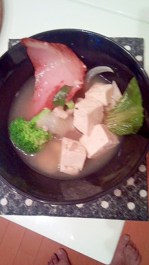 焼き豚入り豆腐味噌スープ