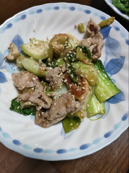 青梗菜と豚肉の簡単オイスター炒め