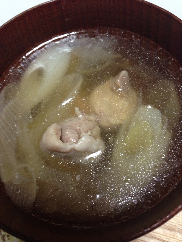 鶏もも肉と長ネギのスープ