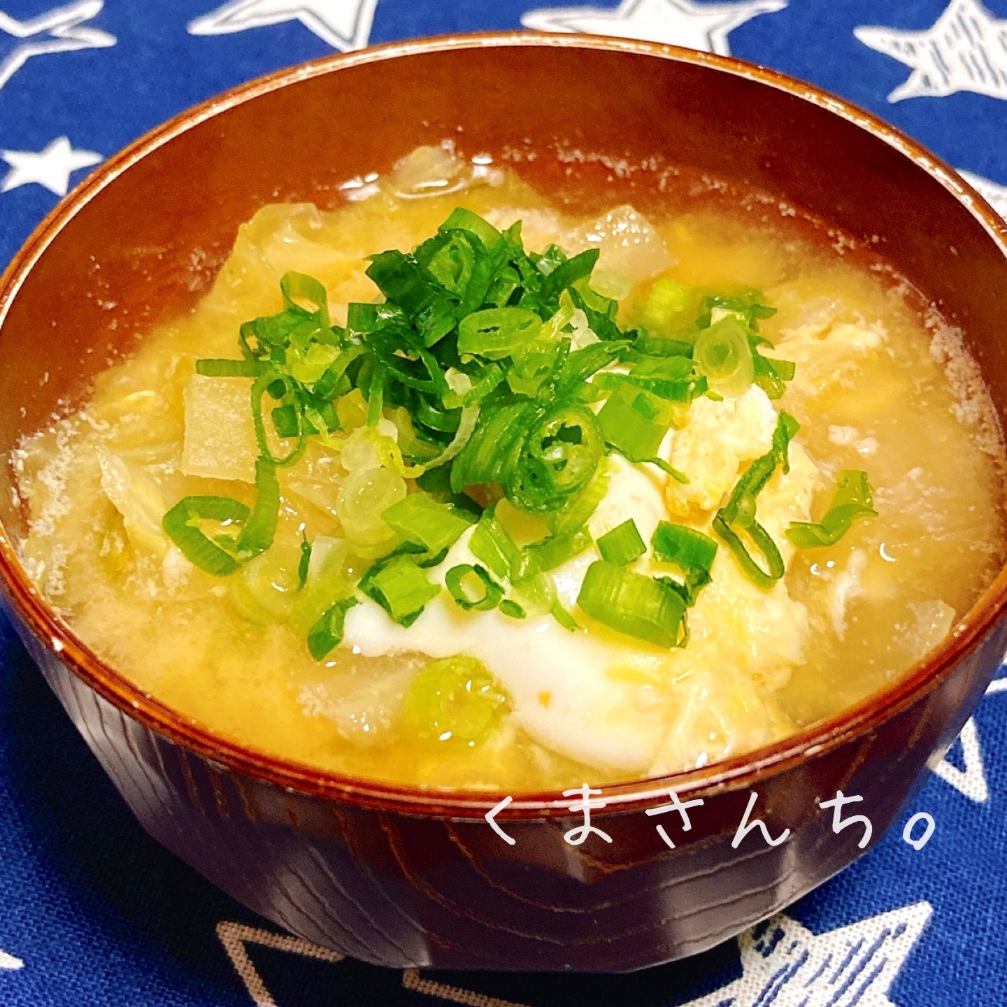 大根とキャベツのかき玉味噌汁