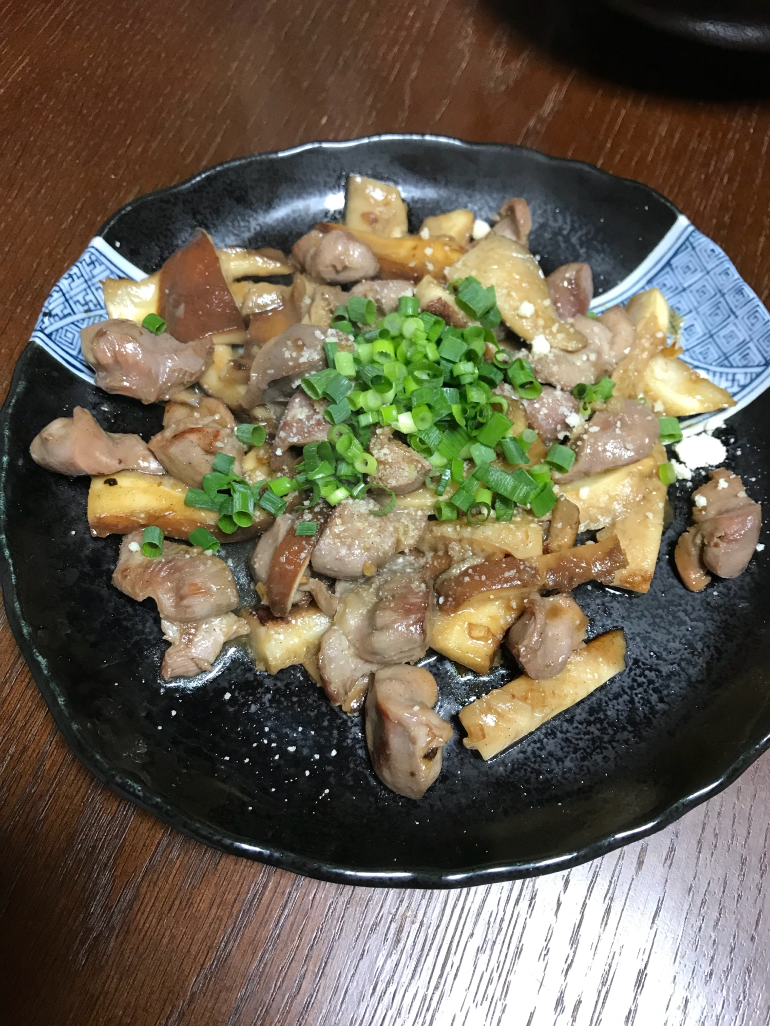 おつまみに。砂ずり(砂肝)としいたけの炒め物