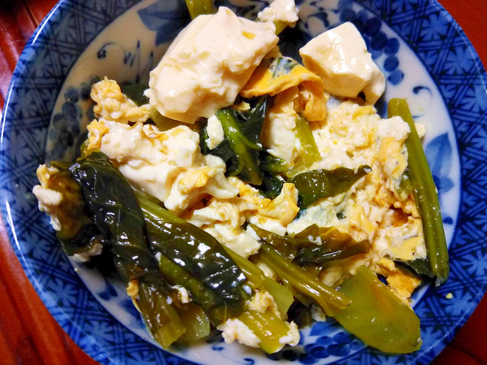 小松菜と豆腐の卵とじ