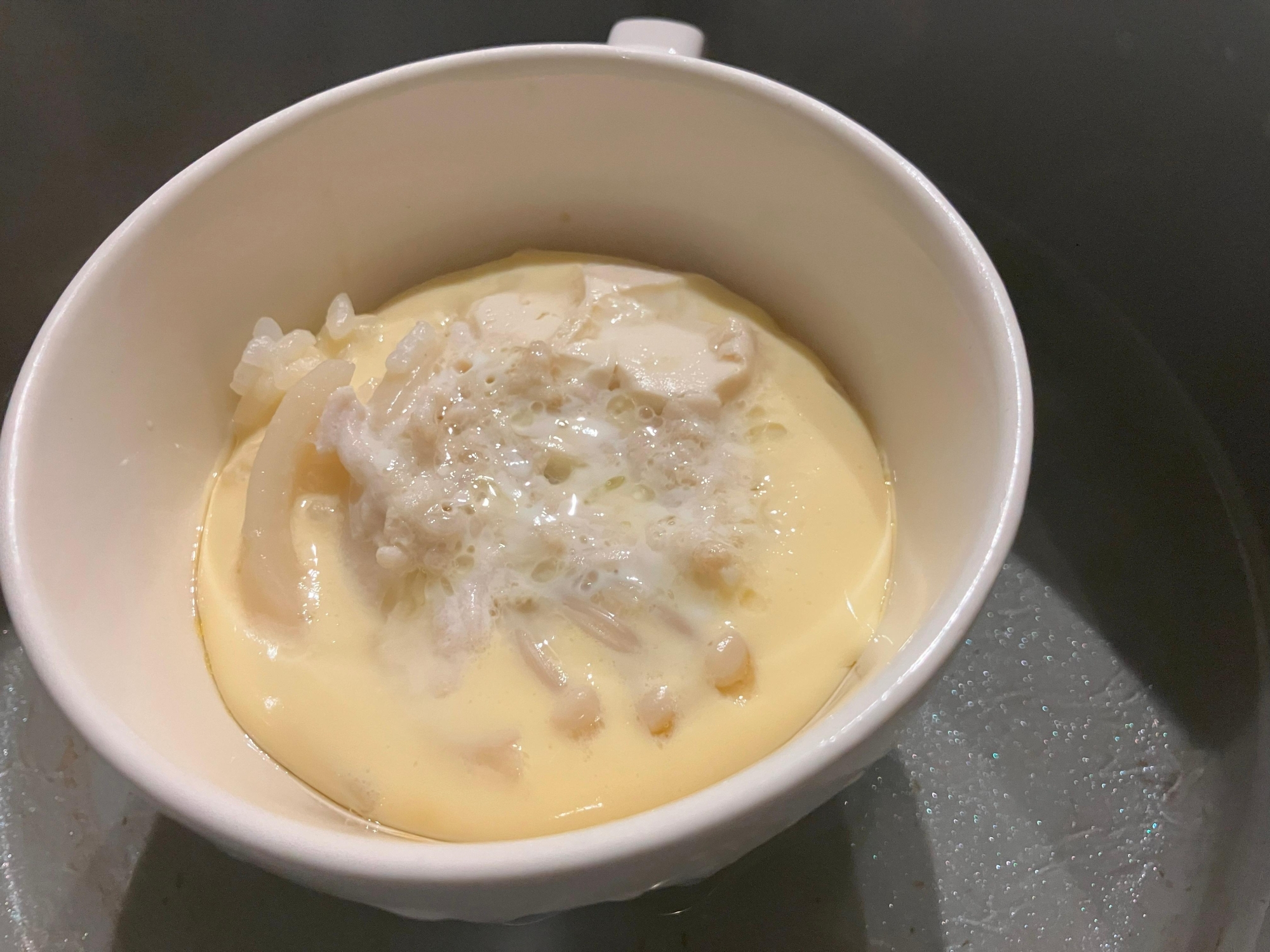 残りのお鍋で即席茶碗蒸しご飯／偏食幼児手作り朝ご飯