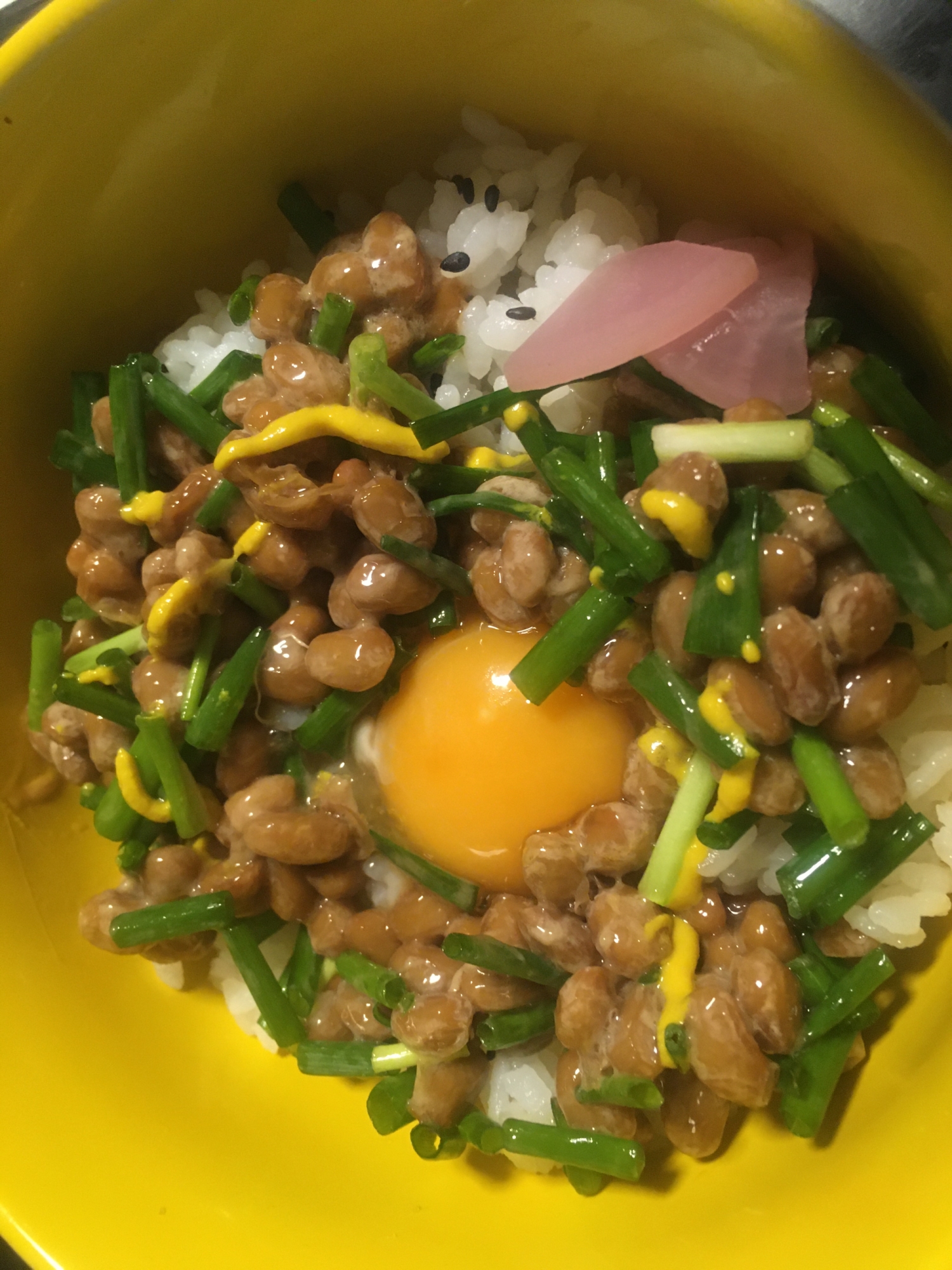 青ネギと納豆の卵かけご飯