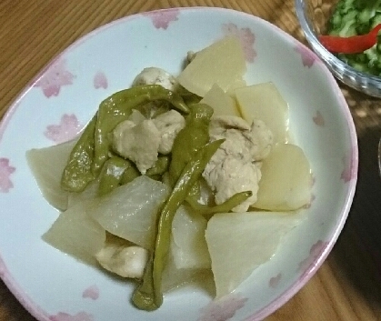 そうめんつゆで♪もも肉と大根の煮物