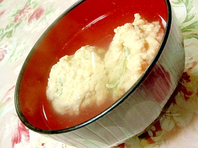 生姜仕立て❤秋鮭と豆腐のつみれ汁❤